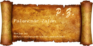 Palencsár Zalán névjegykártya